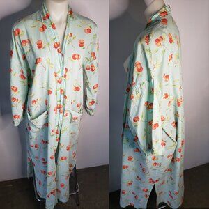 Vintage Soft Pistachio Green + Cherry Sheer Light Bath Sauna Spa Robe